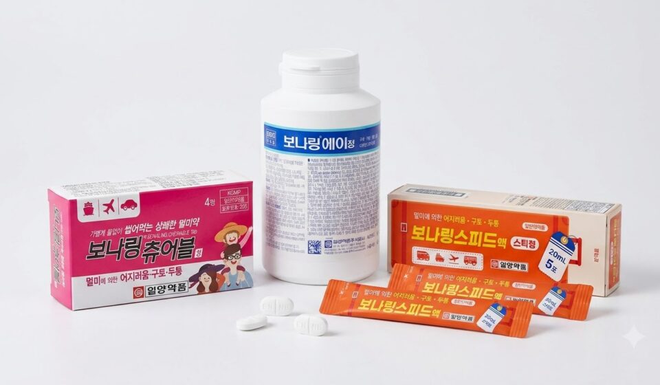 멀미약, 삼킬까 씹을까 마실까: 보나링에이정·보나링츄어블정·보나링스피드액 비교
