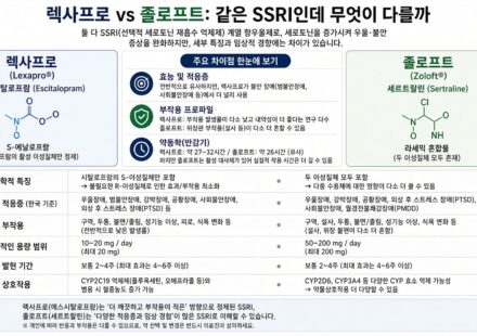 #렉사프로 #졸로푸트 #SSRI #에스시탈로프람 #설트랄린 #강박장애 #강박사고 #항우울제 #복약지도 #약사블로그