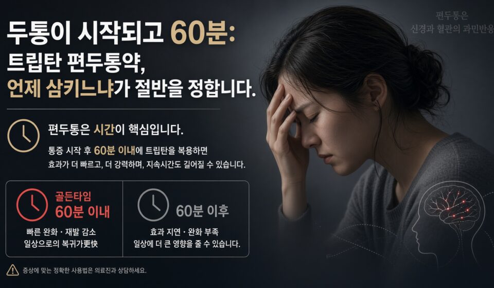 두통이 시작되고 60분: 트립탄 편두통약, 언제 삼키느냐가 절반을 정합니다