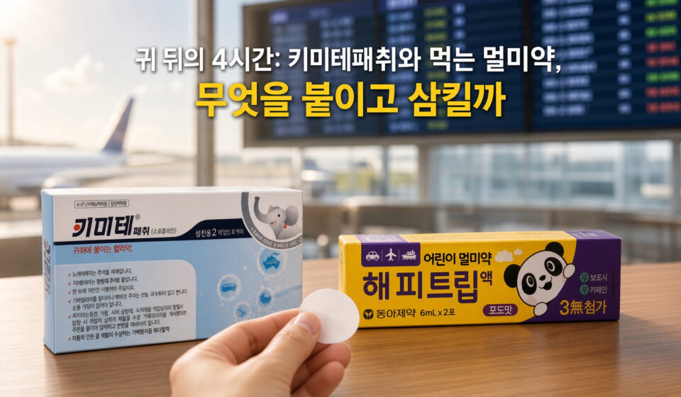 귀 뒤의 4시간: 키미테패취와 먹는 멀미약, 무엇을 붙이고 삼킬까