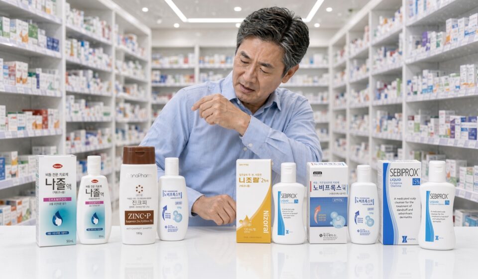 어깨 위에 비듬, 약국 항진균 비듬샴푸 성분별 비교