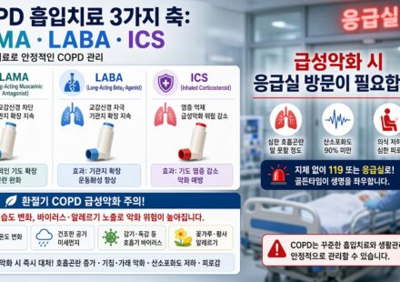 처방전에 적힌 그 이름: COPD 흡입기 LAMA·LABA·ICS 세 갈래와 환절기 급성악화
